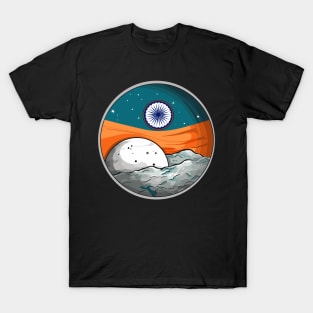 India moon rocket space craft lunar south pole landing flag T-Shirt